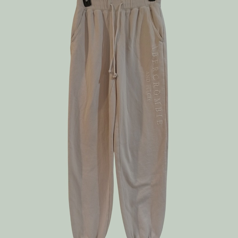 Abercrombie & Fitch Soft A&F Collection Jogger Sweatpant Tan XS Embroidered Logo